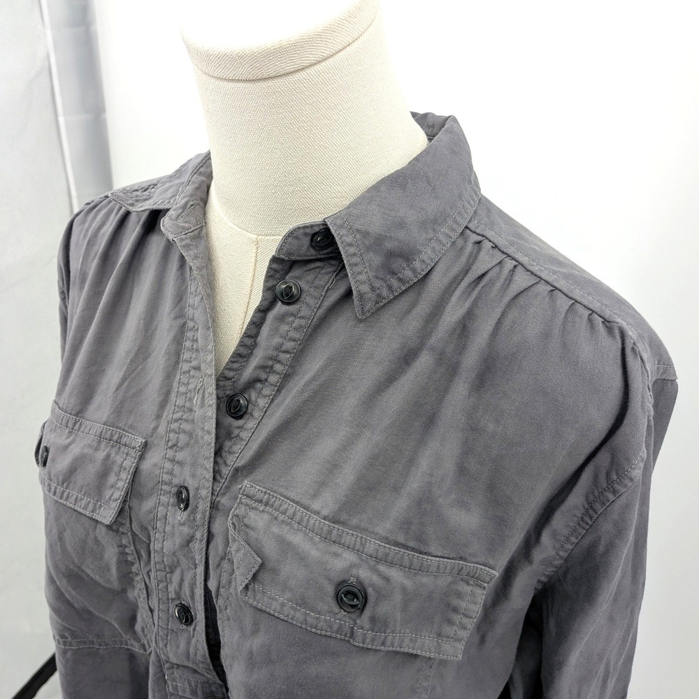 Lyocell Utility Popover Shirt Gray Casual XS Universal Thread Oversized - Picture 5 of 7